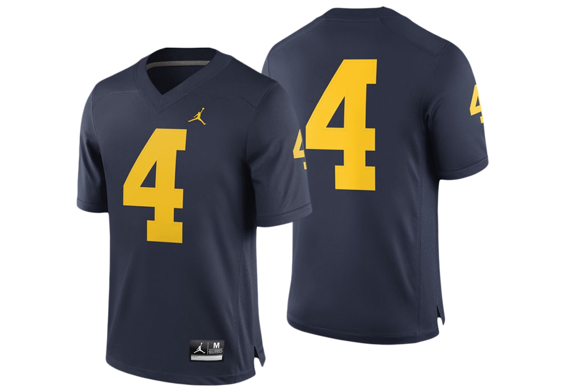 Michigan Wolverines Men's NCAA #4 Navy Game Performance College Football Jersey BUS7549SI